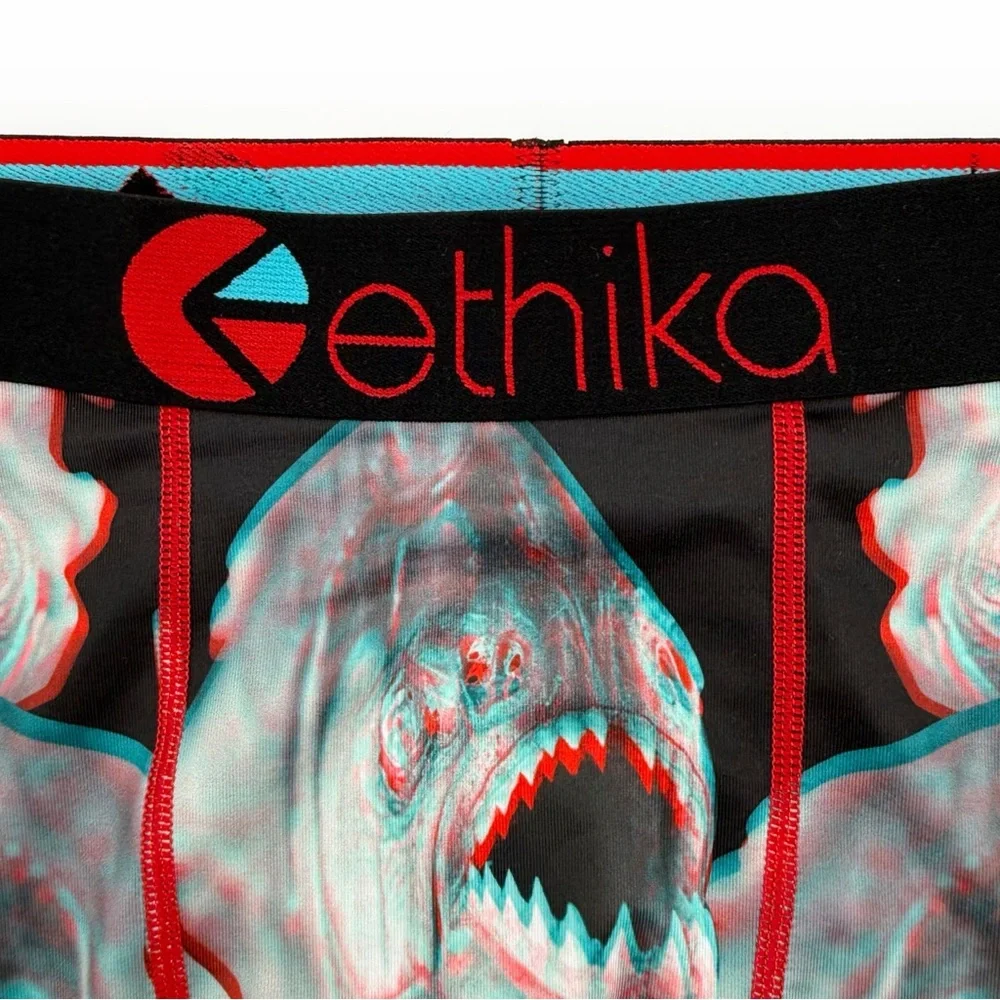 Ethika Piranha Nah Brah Boxer Briefs Mens Size Small Underwear 3D Glasses Fish